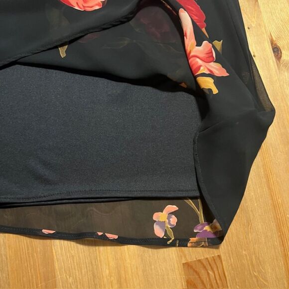 Positive Attitude Womens Black Floral Blouse & Skirt Set 2 Piece Set Size 16 - Picture 6 of 14